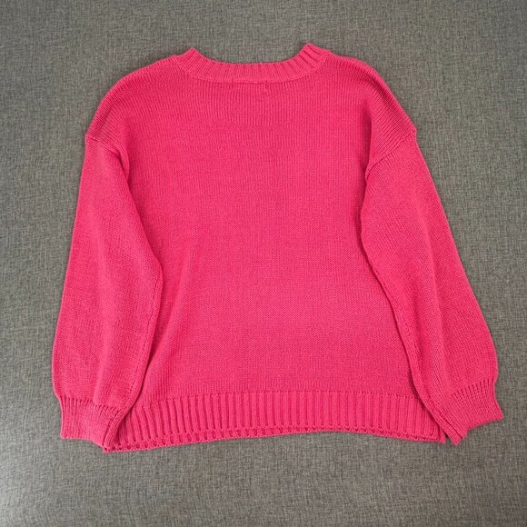 NEW! Made with Love By FCT Knit Sweater Pink White Clouds Plus 1X Acrylic $49 - Picture 10 of 12